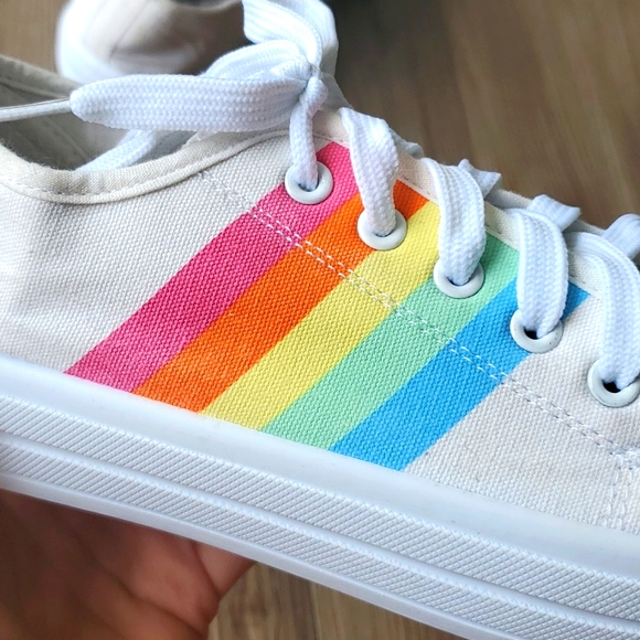 Sole Mates Rainbow Canvas Platform Sneakers - Picture 6 of 10